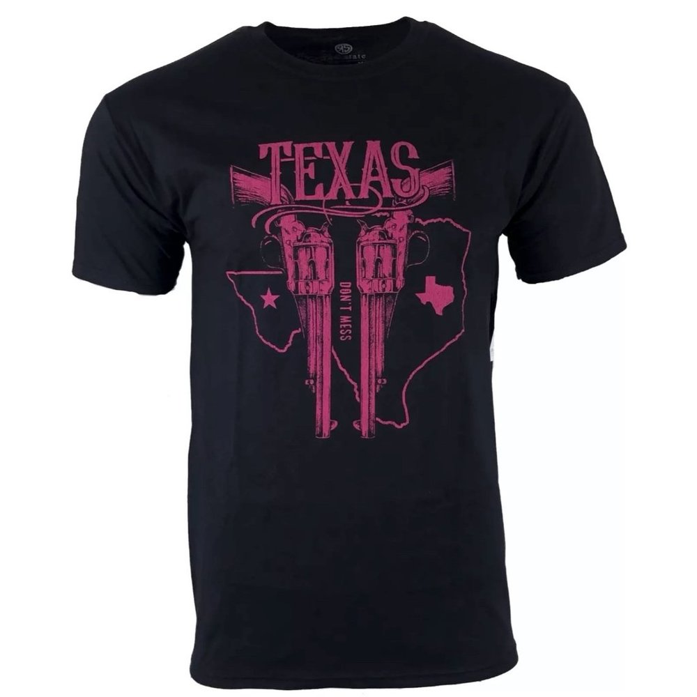 Raw State By Affliction Men's T-Shirt TEXAS GUNS Biker Cowboy